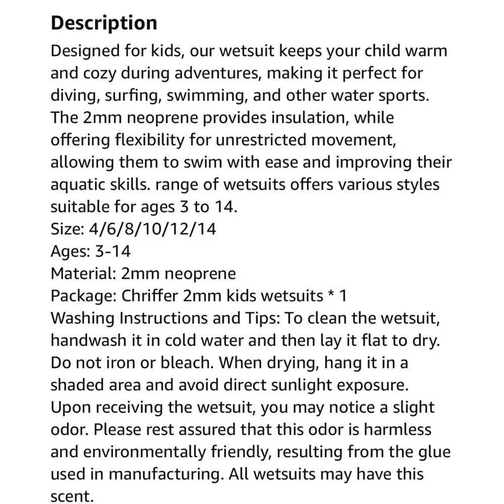 Chriffer Kids Wetsuit Front Zip 2mm Neoprene Thermal Short Sleeves shorts.